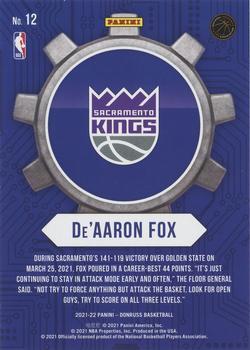 2021-22 Donruss - Craftsmen Press Proof Purple #12 De'Aaron Fox Back