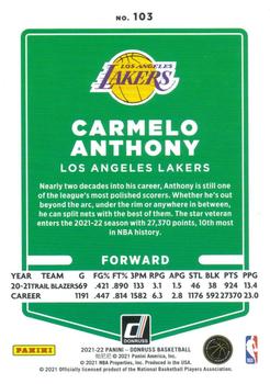 2021-22 Donruss - Yellow Flood #103 Carmelo Anthony Back