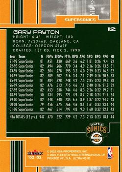 2002-03 Ultra #12 Gary Payton Back
