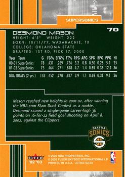 2002-03 Ultra #70 Desmond Mason Back