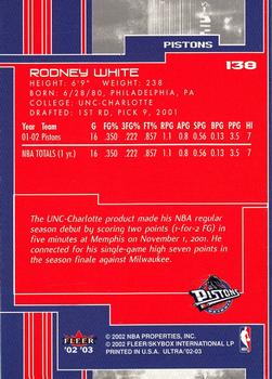 2002-03 Ultra #138 Rodney White Back