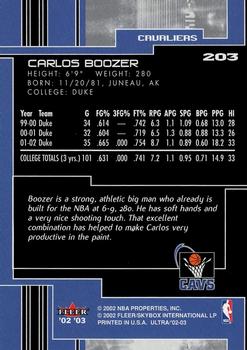 2002-03 Ultra #203 Carlos Boozer Back