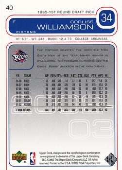 2002-03 Upper Deck #40 Corliss Williamson Back