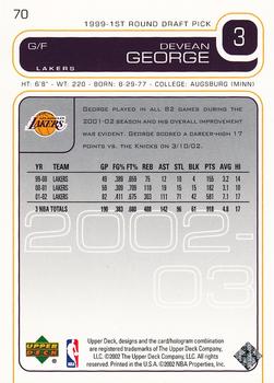 2002-03 Upper Deck #70 Devean George Back