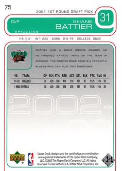 2002-03 Upper Deck #75 Shane Battier Back