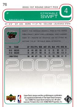 2002-03 Upper Deck #76 Stromile Swift Back