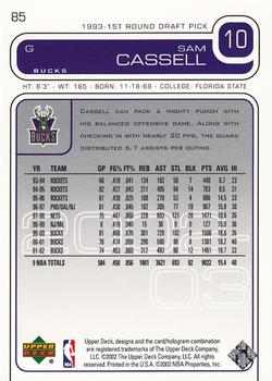 2002-03 Upper Deck #85 Sam Cassell Back