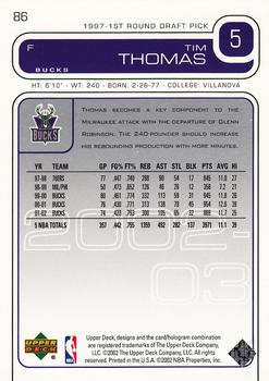 2002-03 Upper Deck #86 Tim Thomas Back