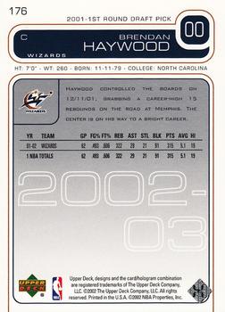 2002-03 Upper Deck #176 Brendan Haywood Back