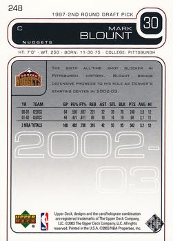 2002-03 Upper Deck #248 Mark Blount Back