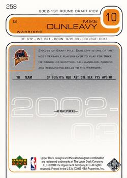 2002-03 Upper Deck #258 Mike Dunleavy Back