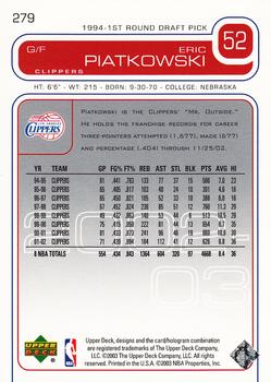 2002-03 Upper Deck #279 Eric Piatkowski Back