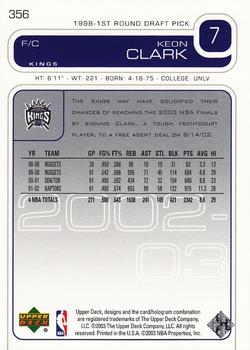 2002-03 Upper Deck #356 Keon Clark Back