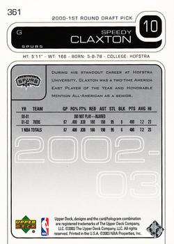 2002-03 Upper Deck #361 Speedy Claxton Back