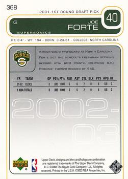 2002-03 Upper Deck #368 Joseph Forte Back