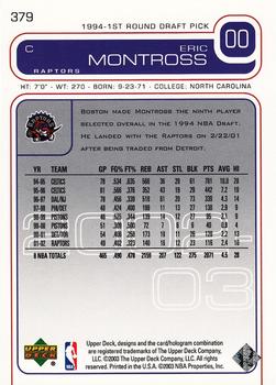2002-03 Upper Deck #379 Eric Montross Back