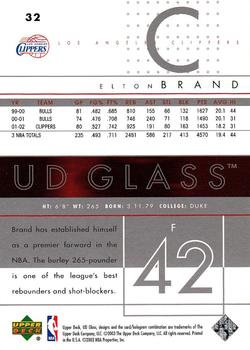 2002-03 UD Glass #32 Elton Brand Back