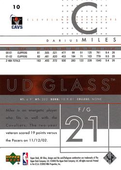 2002-03 UD Glass #10 Darius Miles Back