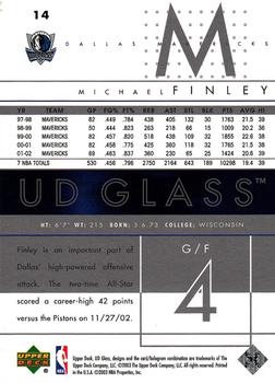 2002-03 UD Glass #14 Michael Finley Back