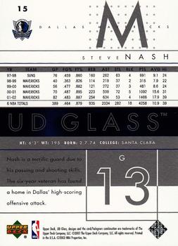 2002-03 UD Glass #15 Steve Nash Back
