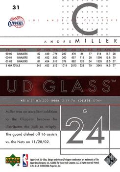 2002-03 UD Glass #31 Andre Miller Back