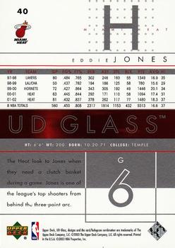 2002-03 UD Glass #40 Eddie Jones Back