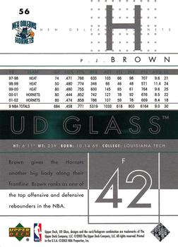 2002-03 UD Glass #56 P.J. Brown Back