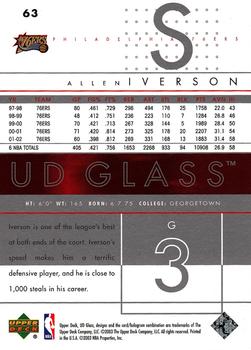 2002-03 UD Glass #63 Allen Iverson Back