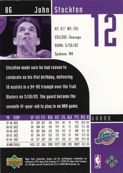 2002-03 Upper Deck Inspirations #86 John Stockton Back