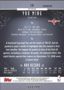 2006-07 Finest - Refractors Blue #14 Yao Ming Back