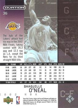 2002-03 Upper Deck Ovation #36 Shaquille O'Neal Back