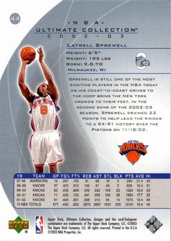 2002-03 Upper Deck Ultimate Collection #44 Latrell Sprewell Back