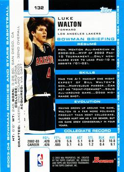 2003-04 Bowman #132 Luke Walton Back