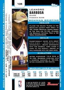 2003-04 Bowman #135 Leandro Barbosa Back