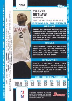 2003-04 Bowman #143 Travis Outlaw Back
