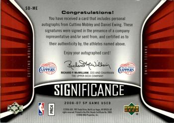 2006-07 SP Game Used - SIGnificance Dual #SD-ME Cuttino Mobley / Daniel Ewing Back
