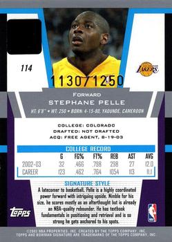2003-04 Bowman Signature #114 Stephane Pelle Back