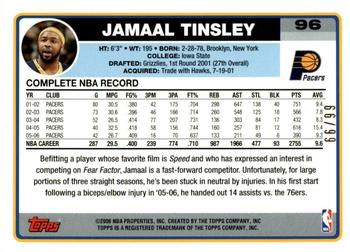 2006-07 Topps - Black #96 Jamaal Tinsley Back