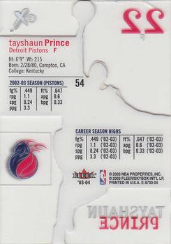 2003-04 E-X #54 Tayshaun Prince Back