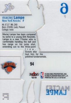 2003-04 E-X #94 Maciej Lampe Back