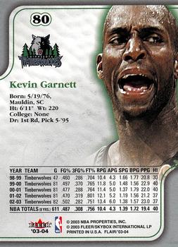 2003-04 Flair #80 Kevin Garnett Back