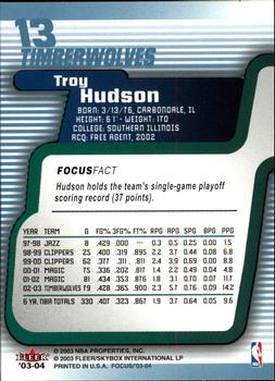 2003-04 Fleer Focus #13 Troy Hudson Back