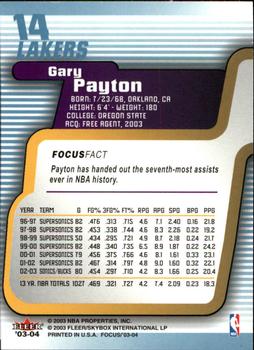 2003-04 Fleer Focus #14 Gary Payton Back