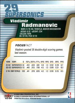 2003-04 Fleer Focus #29 Vladimir Radmanovic Back