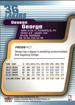 2003-04 Fleer Focus #36 Devean George Back
