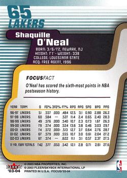 2003-04 Fleer Focus #65 Shaquille O'Neal Back