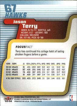 2003-04 Fleer Focus #67 Jason Terry Back