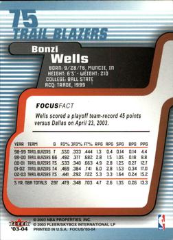 2003-04 Fleer Focus #75 Bonzi Wells Back