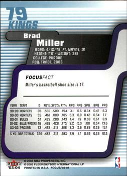 2003-04 Fleer Focus #79 Brad Miller Back