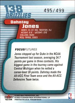 2003-04 Fleer Focus #138 Dahntay Jones Back